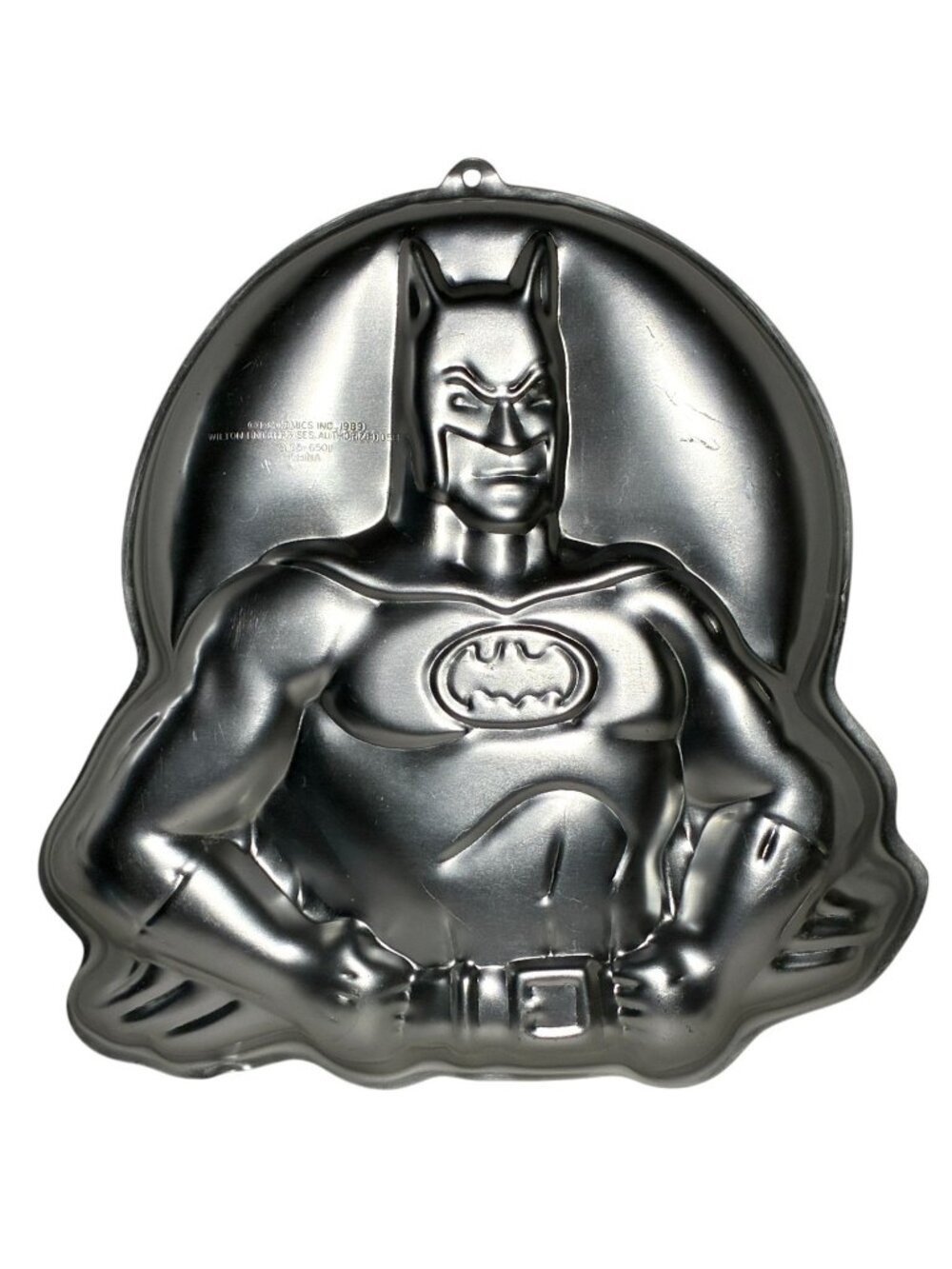 Wilton Batman Cake Pan Mold #2105-6501 Silver Aluminum Vintage 1989 DC Comics